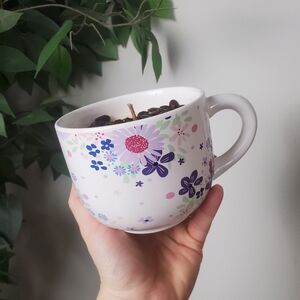 Floral Ceramic Candle Mug Large Mocha Coffee Scented